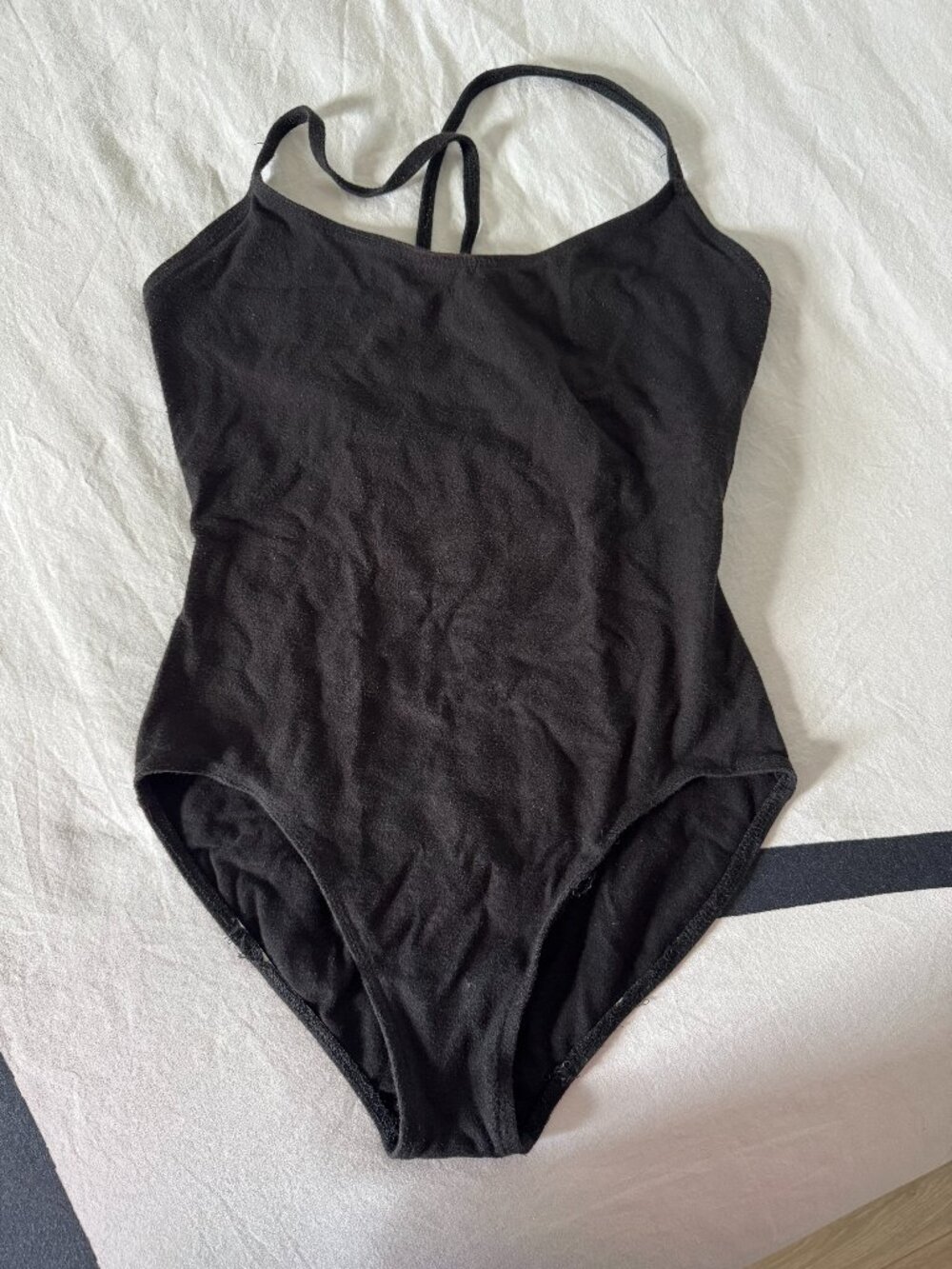 Black Dance Leotard Strappy Back Camisole Ballet Bodysuit Sz L